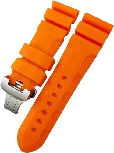 GHFHSG Bracelet de montre en caoutchouc 24 mm 26 mm en silicone pour Panerai Luminor submersible PAM Vert Bleu Bracelet étanche, 26mm, Agate