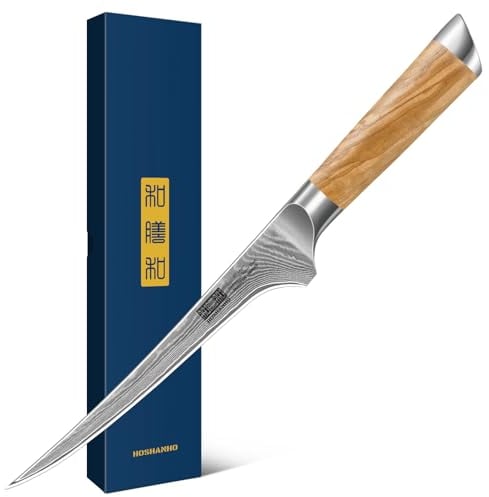 HOSHANHO Damascus Fillet Knife 7 Inch, Professional VG-10 Super Steel Boning Knife, Ultra Sharp Fish Knife with Ergonomic Handle
