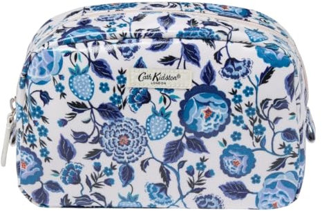 Cath Kidston Kulturbeutel mit Reißverschluss, Kulturbeutel oder Kosmetiktasche, Reisegröße, vegan und tierversuchsfreundlich, Geschenk für sie, Beauty-Organizer für Frauen, marineblaue Nelke, 14 x 9 x