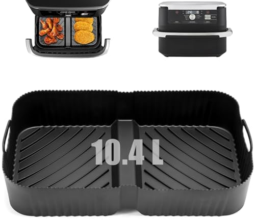 Reusable Air Fryer Silicone Liner, Airfryer Accessories for Ninja Foodi FlexDrawer AF500UK 10.4L, Non-Stick Dual Baskets Air Fryer Silicone Trays (1PCS/Extra Large)