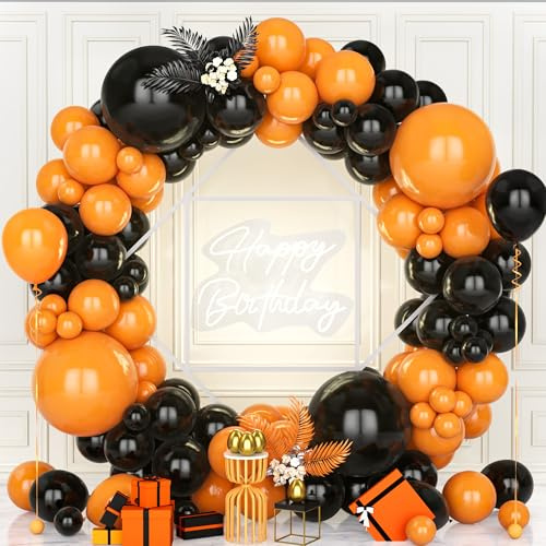 Teselife Arco Palloncini Nero e Arancia, 119Pezzi Kit Ghirlanda Palloncino Arancia Nero Opaco Ragazzo Uomini Donne Baby Shower Compleanno Matrimonio Valentino Fidanzamento Halloween Proposta Deco