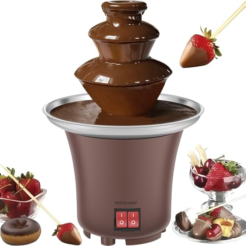 Fuente de Fondue de Chocolate, Mini Fuente de Chocolate de 3 Niveles, Fuente de Queso de Acero Inoxidable for derretir Dulces de Chocolate, Rancho, Queso nacho/530