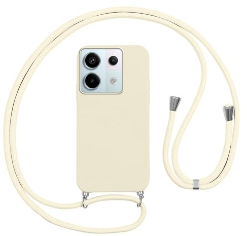 Vauki Coque pour Xiaomi Redmi Note 13 Pro 5G/Poco X6 5G avec Cordon, Etui Silicone Souple Antichoc Housse avec Collier Chaîne Lanière, Téléphone Étui Case Cover de Protection, Bandoulière-Blanc