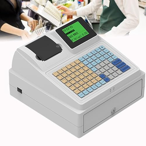 Elektronische Registrierkasse, menübasiertes Steuerungssystem, Registrierkasse mit 81 Tasten und Schublade, Thermobondruck, Kassensystem, Registrierkasse