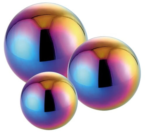 CIYODO 3stücke Teiliges Edelstahl Dekokugel Polierte Garten Kugeln Mit Spiegel Optik Reflektierende Metallische Gartenkugeln Für Moderne Außen Deko