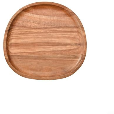 Élégante assiette ovale en bois naturel, plateau multifonctionnel (53,3 x 52,8 cm)