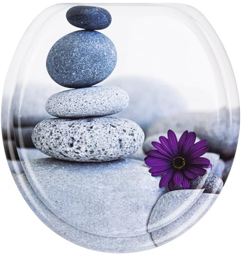 Nastarki Asiento de inodoro redondo, asiento de inodoro de madera de cierre lento con bisagras de metal, asiento de inodoro rectangular de cierre suave, asiento de inodoro decorativo de colores, fácil