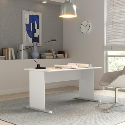 Forte TEMPRA2 Schreibtisch, Engineered Wood, weiß, 144x72x72