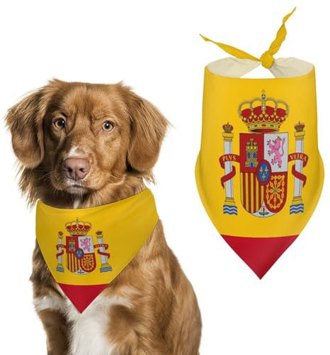 Pañuelo triangular con estampado de bandera de España, pañuelo ajustable para mascotas, accesorios para gatos y perros