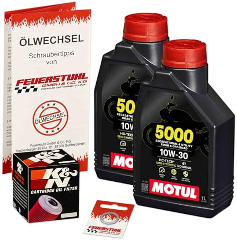 Öl & Ölfilter für Honda CBR 250 R, 2011-2013 (MC41), Ölwechsel Set 10W-30 Motoröl + K&N Filter + Dichtring(e)