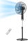 Midea MFS400R0APH Ventilatore a Piantana Silenzioso da 50W, 3 Velocità Regolabili, 7 Pale Bioniche, Oscillazione 90°, Timer 7H con Telecomando, Display LED, Motore AC Potente, Nero