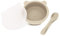 Miracle Baby Bol Ventouse pour Bébé en Silicone, Bol Enfant avec Couvercle et Cuillère, Vaisselle Bebe Anti-Dérapante, Sans BPA (Blanc)