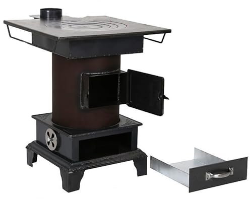 STWBHW Estufa de leña for Interiores, Estufa de leña for Acampar, Estufa de leña, Estufa de calefacción Rural de Hierro Fundido Espesado, Cocina sin Humo, Ahorro de energía(55CM)