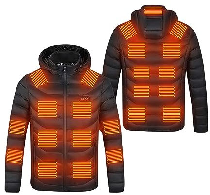Damen Beheizbare Jacke USB Elektrische, Unisex Winterjacke Leichte Aus Baumwolle, Sale Vierstufige 19 Zonen Heizjacke Mit Kapuze, Beheizte Jacke Warme Dicke Wintermantel Mit Wärmefunktion Skijacke