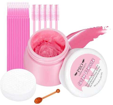 PRO Wimpernkleber Entferner Lash Remover 10ML Wimpern Remover für Wimpernverlängerungen mit Bürsten und Reinigungspads Schnelles Auflösen Weniger Entfernung-Erdbeere