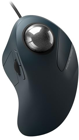 Kabelgebundene ergonomische Trackball-Maus für große Hände, 44 mm | Reibungslose Rollerball-Präzision, geformter Komfort, USB-C & USB-A, Plug-and-Play, 5 einstellbare DPI