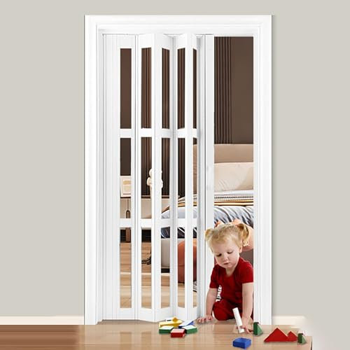 Porta A Soffietto Porte A Libro Porte Interne Pieghevoli Acriliche Satinate Per La Porta Della Stanza, Porta Pieghettata A Fisarmonica Quattro Stagioni Capacità Di Carico 200 Kg/440 Libbre Con Manigli