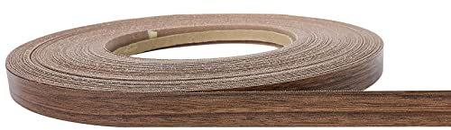 Kantenumleimer 21mm x 5m | Melamin Kantenband mit Schmelzkleber für stabile Möbelkanten | Umleimer für Schutz und dekorativen Abschluss von Möbelplatten | Furnierband zum Aufbügeln | Nussbaum