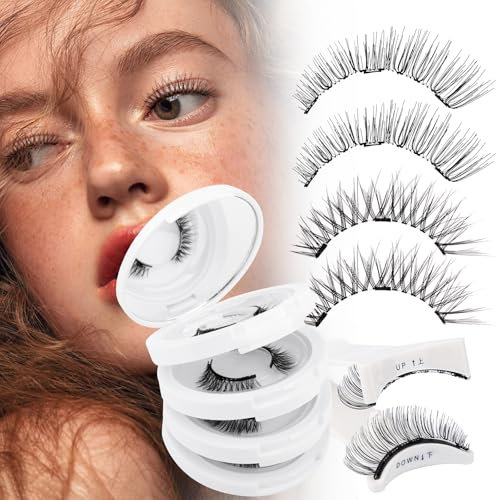4 Pairs Magnetic Eyelashes with Applicator, Magnetic Lashes Reusable Magnetic Eyelashes Natural Look, False Eyelashes Magnetic No Glue Needed(M8+M4-4P)