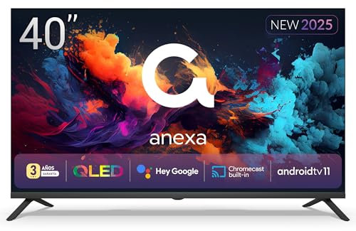 anexa - Smart TV 40 QLED Full HD, Android 11, Google Assistant, Control por Voz, TDT 2024, 3 años de garantía, SMART40C01FGQ, Compatible con Netflix, Prime Video y más