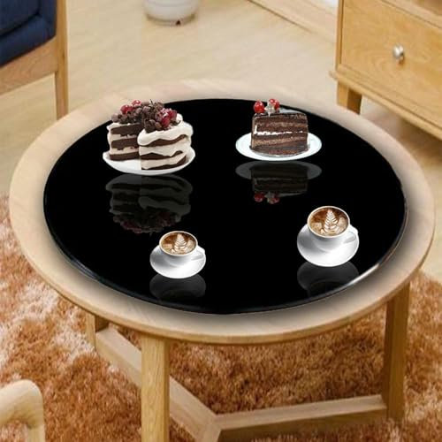 BTOIASYHF Tempered Glass Turntable, Black, 60 cm Rotating Plate, 360° Rotating Serving Plate for Dining Table, Round Lazy Susan Serving Plate, Silent (39 inches (100 cm)
