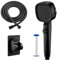 Pommeau de douche pour camping-car, avec tuyau, 3 types de jet, haute pression, économie d'eau, avec interrupteur marche/arrêt, pour caravane, camping, mobil-home, en acier inoxydable, 1,5 m (Noir)
