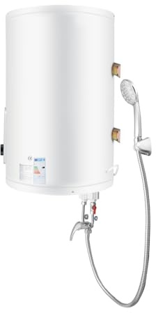 Elektrisch Wasserboiler Dusche & 2000W Warmwasserspeicher - Elektrischer Warmwasserboiler | Vertikal | 25-75°C | Emaillierter Innenbehälter | Leckage-Schutz | Inkl. Handbrause (30L)