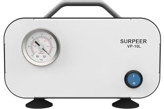 SURPEER Laboratory Vacuum Filtration Pump, Oilless Diaphragm Vacuum Pump 10L/min, Oil-Free Lab Vacuum Pump with Tube