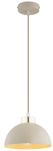 KAR LIGHTING Pendellampe 1-flammig Beige – Moon Ecru Kaschmir Leuchte aus Metall – E27 Lampe für Küche oder Esszimmer – LED geeignet