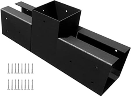 Kivivaka Support de pergola d'angle 3 voies en acier robuste 10,2 x 10,2 cm (8,9 x 8,9 cm) Poutres en bois, revêtement noir résistant à la rouille, 1 paquet 1 pièce