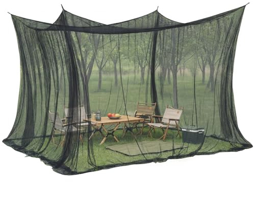 Sekey XXL Moskitonetz Outdoor Reise, Doppelbett Mückennetz 300 x 300 x 250 cm, 220 Mesh Tragbares Geschlossenes Campingzelt, Insektenschutz für Pavillon Garten Balkon, Terrasse Fliegennetz Schwarz
