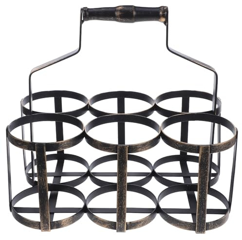 Zerodeko Porta Bottiglie di Vino in Ferro Battuto Vintage Stile Americano con Capacità 6 Bottiglie, Cestino Portabirra Spazioso e Maneggevole per Feste e Bar Domestici