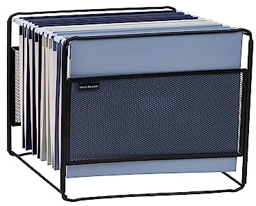 Mind Reader Hanging File Folder Organizer, Desktop Organizer, Storage, Office, Metal Mesh, 13 L x 9.75 W x 10.25 H, Black