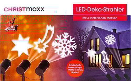 LED Deko Strahler mit 3 winterlichen Motiven Weihnachtsdeko LED Licht Außenleuchte für Innen und Außen