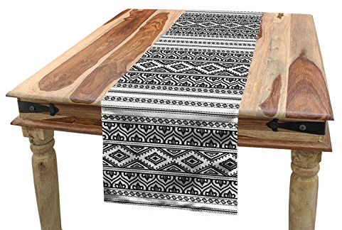 ABAKUHAUS Ethnisch Tischläufer, Oriental Tribal marokkanisch, Esszimmer Küche Rechteckiger Dekorativer Tischläufer, 40 x 180 cm, Weiß Grau