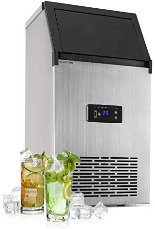 Klarstein Glacial XL Máquina de cubitos de hielo profesional - Máquina de hielo industrial, 260 W, PowerCuber: producción diaria de 38 kg/día y 40 cubitos por tanda, Forma cúbica, Acero/negro