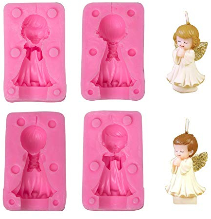 WANDIC Moule en Silicone, 2 pièces Moule en Silicone Moule en Résine Souple Ange pour Décoration de Gâteaux Le Savon Bougie