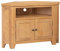 Hallowood Furniture Cotswold Oak Corner TV Unit with Cable Hole & Storage Cupboard, 2-Door Solid Wooden Medium Oak TV Stand Cabinet with 1 Shelf, Corner Unit for Living Room or Bedroom