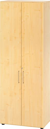 bümö Aktenschrank abschließbar, Büroschrank Holz 80cm breit in Ahorn - abschließbarer Schrank mit Aktenregal für's Büro & Arbeitszimmer, Büro Möbel Ordnerschrank mit Schloss