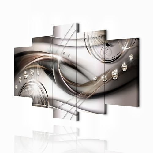 decomonkey Wandbilder Abstrakt 200x100 cm 5 Teilig Leinwandbilder Wanddeko | Bild auf Leinwand, Kunstdruck, Wohnzimmer, Wanddekoration, Ornament, Modern, Kunst