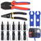 GLARKS 24Pcs Solar Crimper Solar Crimping Tools for 2.5/4/6mm Square Solar Panel PV Cable with 6 Pair Solar Panel Connector and 1 Pair Solar Connector Assembly Tool Spanner Wrench and a Wire Stripper