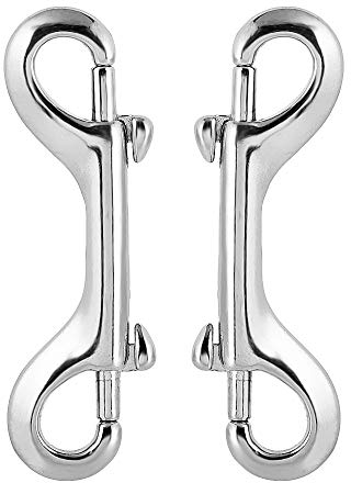 Nifocc Doppel Karabinerhaken Bolzenschnapper Ketten Schnapphaken Verschlussclip für Hundeleine Bergsteigen Klettern Familiencamping im Freien- Glänzend Silber 90mm 2 Stk