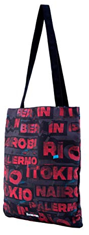 Money Heist La Casa di Carta Cities-Borsa della Spesa Shopping Bag, Rosso, 33 x 40 cm