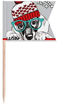 Ropa de perro encantadora acuarela ilustración palillo banderas etiquetado para fiesta pastel comida queso