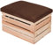 LAUBLUST Sitzhocker mit Stauraum - ca. 50x40x30cm, Natur - Polster Braun | Hocker aus Holz - Sitzbank für Drinnen & Draußen | Aufbewahrungshocker mit Deckel | Sitzpouf & Fußhocker