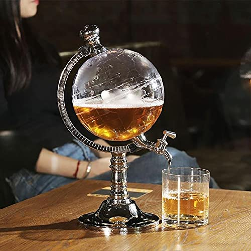 ADAGG 3.5L Globe Wine Decanter with Tap, Transparent Whiskey Beer Decanter, Antique Liquor Wine Dispenser for Restaurant Bar Party, Alcohol Dispenser Beer Liquor Dispensing Strainers