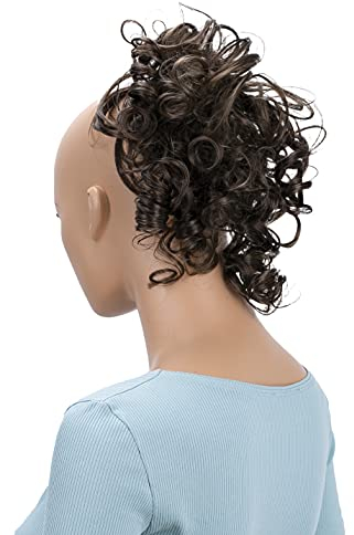 CAISHA Haarteil Haargummi Lena Hochsteckfrisuren Brautfrisuren Voluminös Gelockt Unordentlich Dutt Kunstfaser DM17cm Brünett Gesträhnt G19L