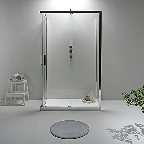 Box Doccia 3 Lati - Cabina Doccia con Porta Scorrevole, Cristallo Temperato 6mm, Anticalcare con Profilo Cromato e Chiusura Magnetica (80x100x80, Trasparente)