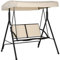 Outsunny 2-Sitzer Garten-Schaukel, Outdoor-Schaukel mit verstellbarem Vordach und Texteline-Sitz, 140x118x162cm Beige