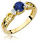 MARKO Damen Verlobungsring aus Gelbgold mit 0,50 Karat Sapphire und 0,02 Karat Diamanten, 14 Karat Gold (585) | Goldring mit Box | Goldring für Frauen r.22